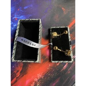 VINTAGE ZYLOS GEORGE MACHADO GOLD TONE DICE CUFF LINKS SET